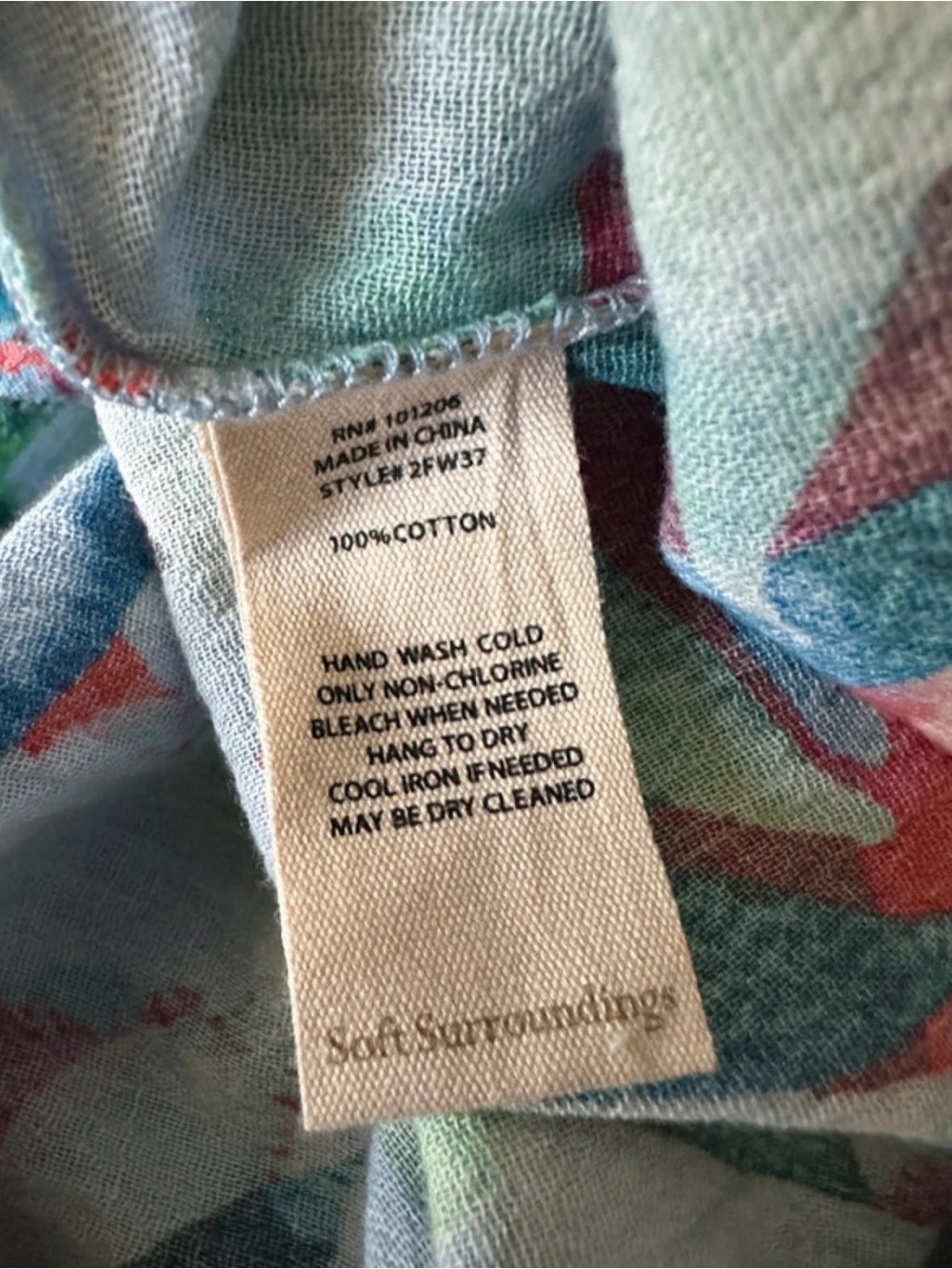 Soft Surroundings Siesta Key Vibrant, Botanical Leaf Lightweight Blouse NWT~M - Picture 3 of 3